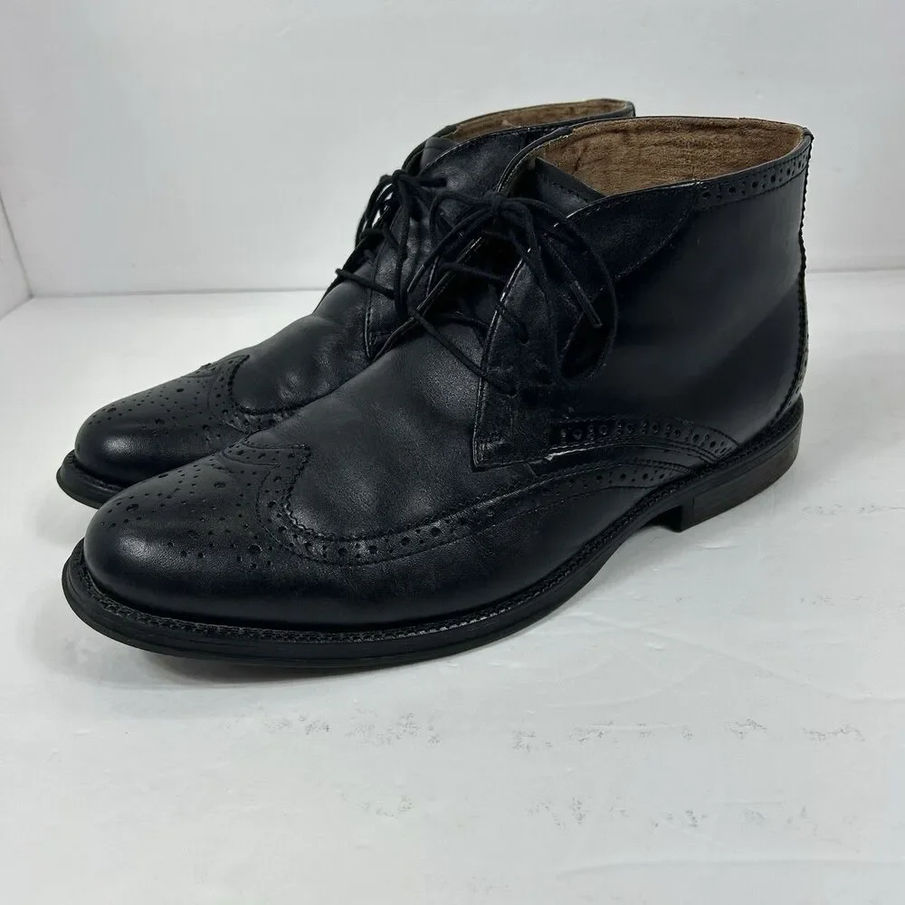 NUNN BUSH Chukka Boots Men’s 10W Black Leather Dual Comfort Memory Foam 84608